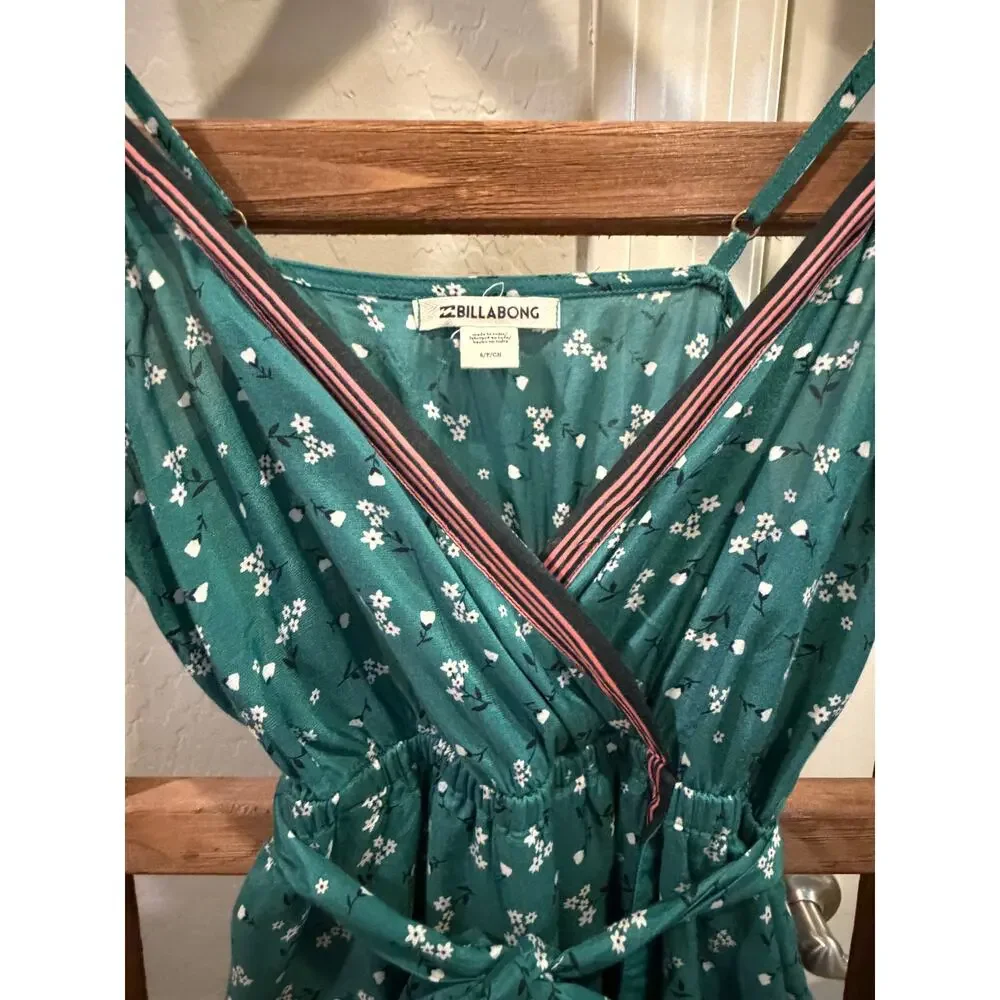 Billabong- Juniors' Soft Seas Green and White Printed Maxi Sundress- Small - Picture 6 of 8